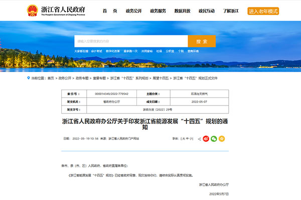 浙江省能源发展“十四五”规划